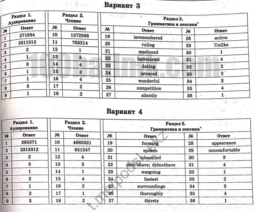 ответы для 3-4 варианта