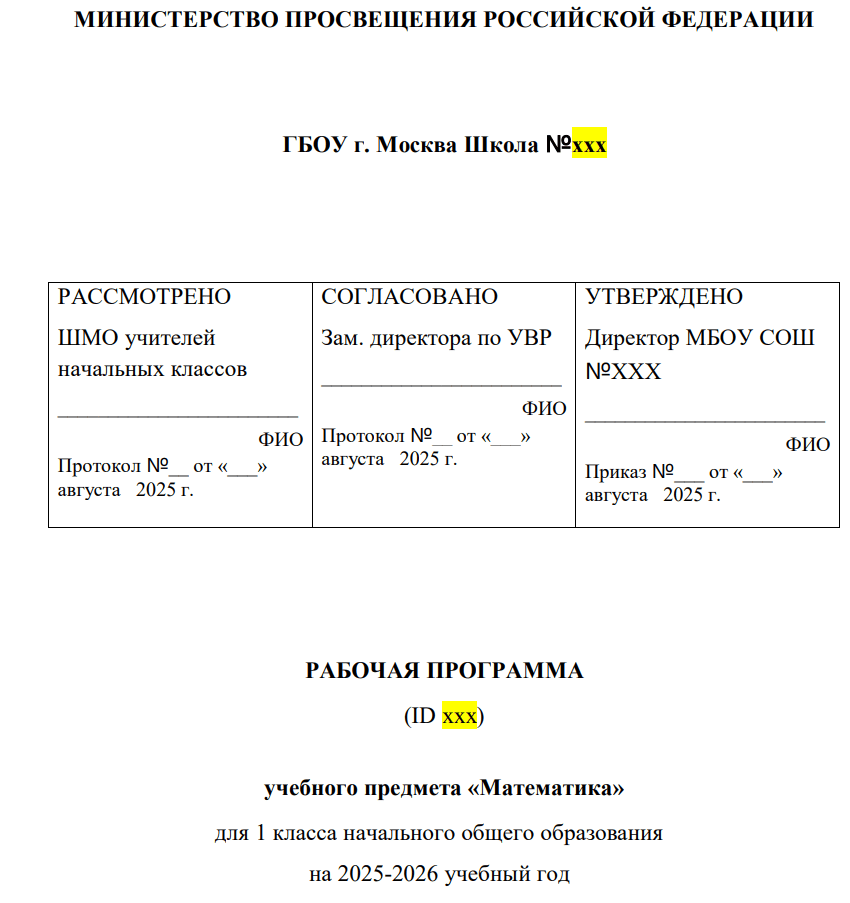 рабочая программа по математике 1 класс 2025 2026