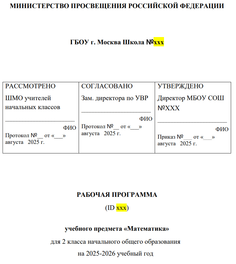 рабочая программа по математике 2 класс 2025 2026