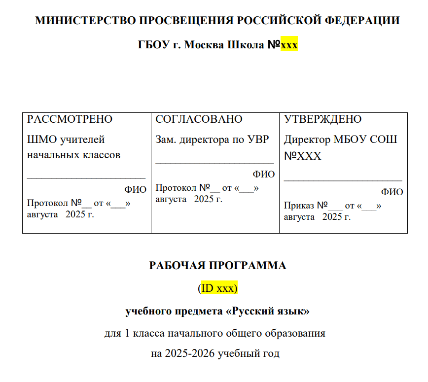 рабочая программа по русскому языку 1 класс 2025 2026