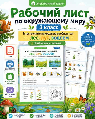 рабочий лист Естественные природные сообщества
