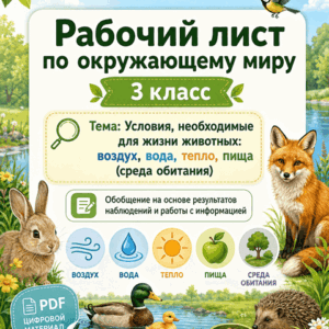 Рабочий лист Условия, необходимые для жизни животных 3 класс