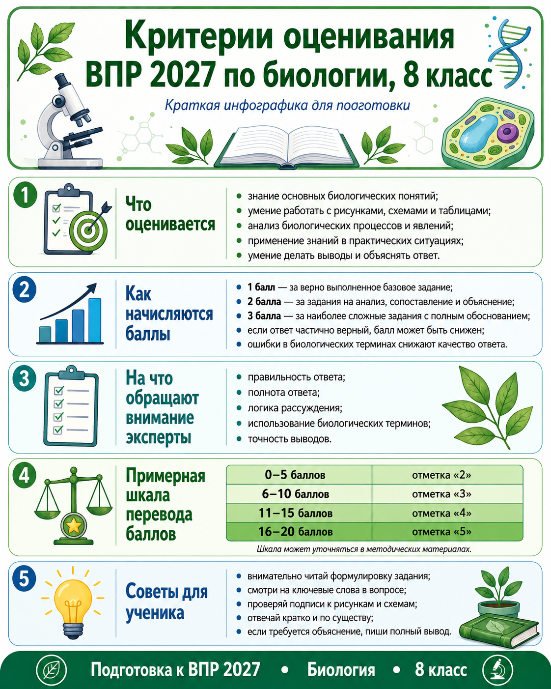 критерии оценивания впр 2027 по биологии 8 класс